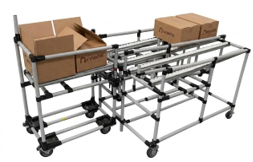 Rack Karakuri de transferencia de materiales entre carros sin carga manual