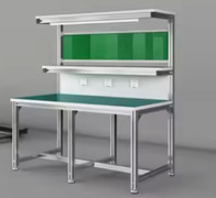 Mesa de trabajo modular y ergonómica en estructura Lean de aluminio